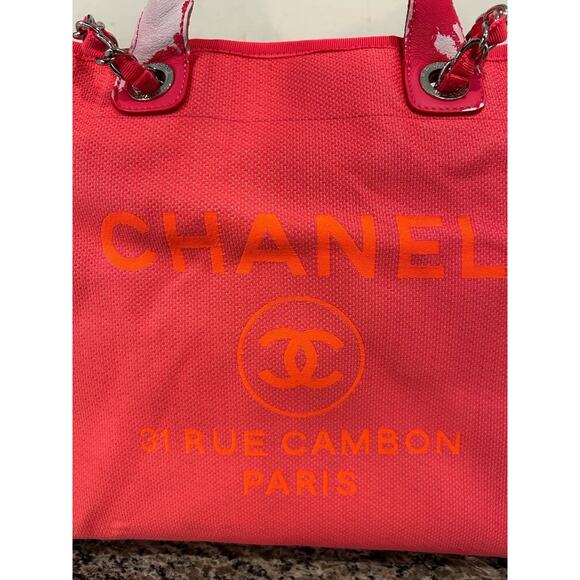 Chanel Deauville Medium Pink Canvas Tote SPB-JB 332909 - Picture 2 of 15